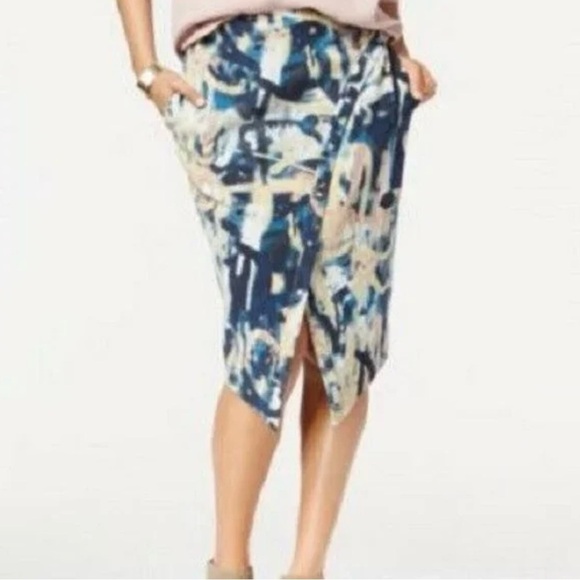 RACHEL Rachel Roy Skirt Size 4 Blue Printed Hardware-Detail Envelope Pencil - Picture 14 of 14